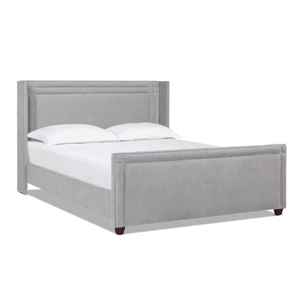 Elle Silver Grey King Upholstered Bed