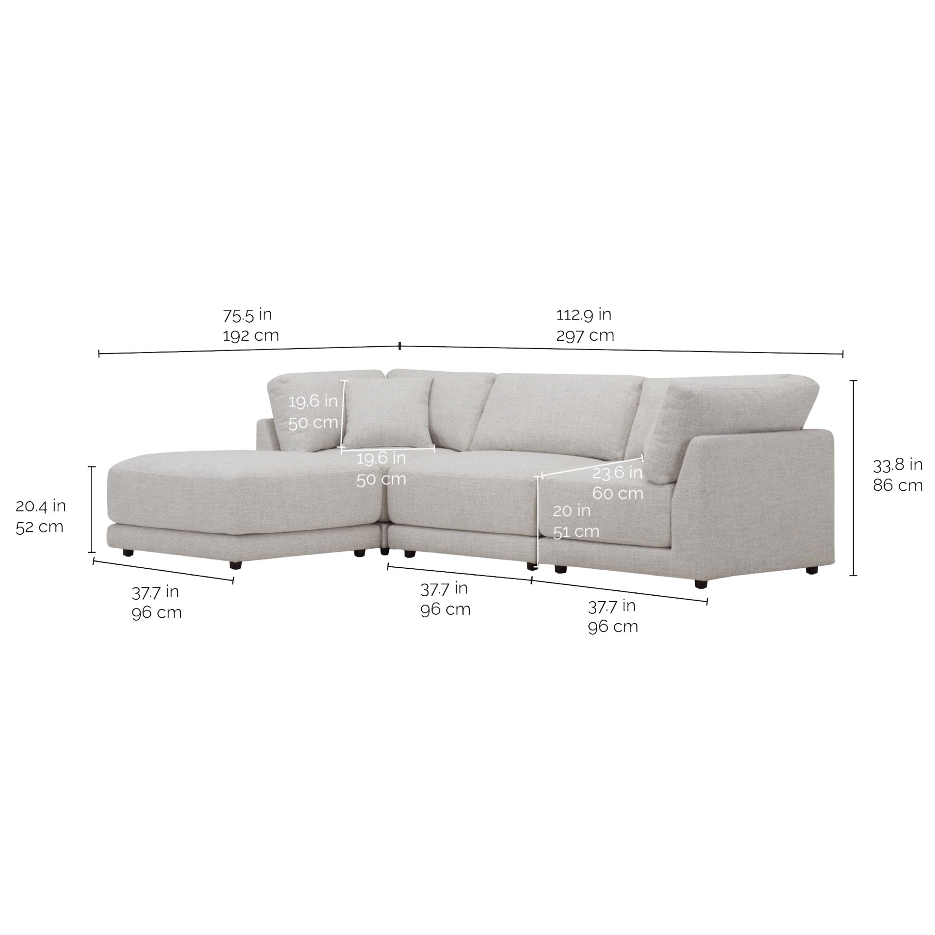 Dayna 4-Piece Fabric Modular Sectional