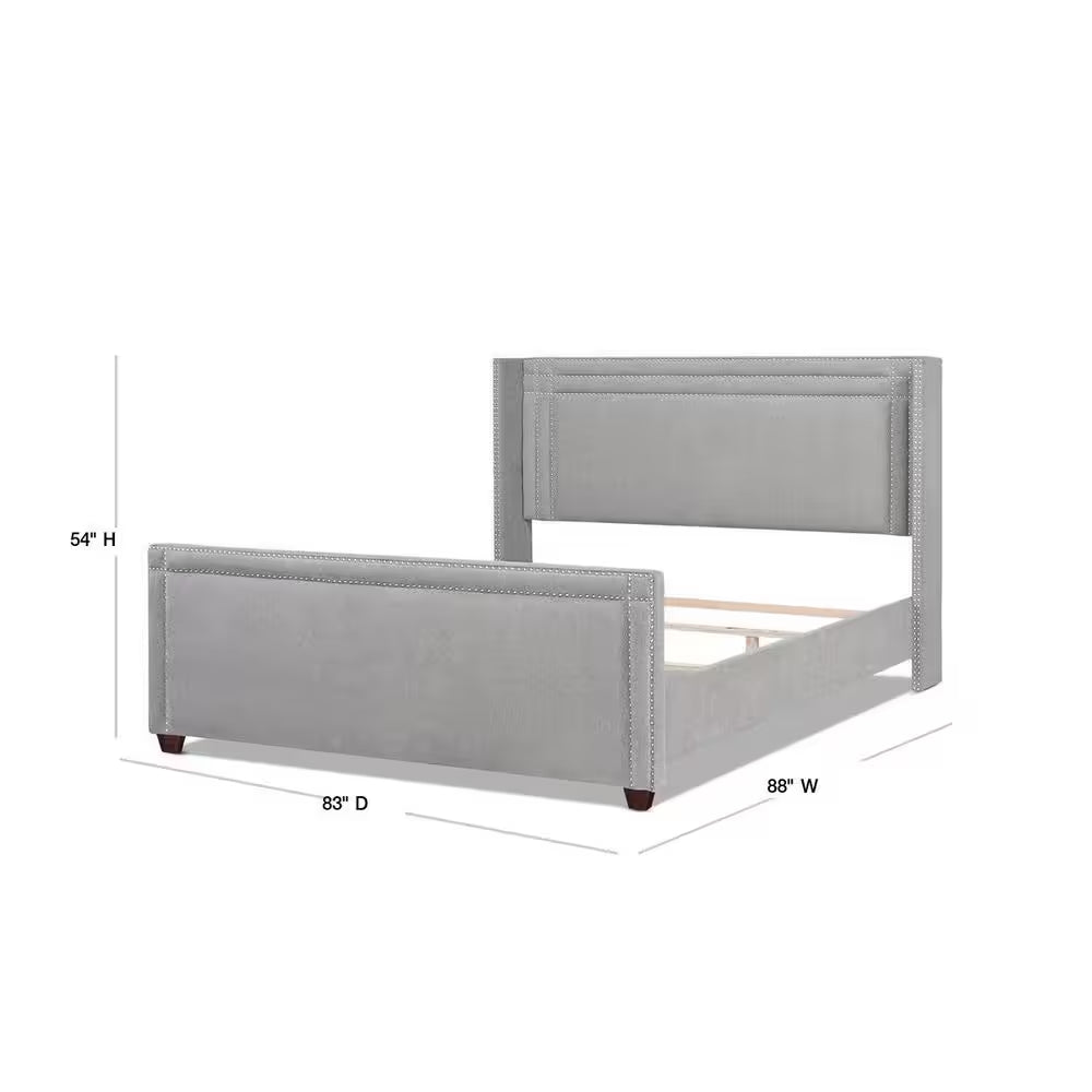 Elle Silver Grey King Upholstered Bed