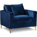 Modern Naomi Velvet Accent Chair in Navy