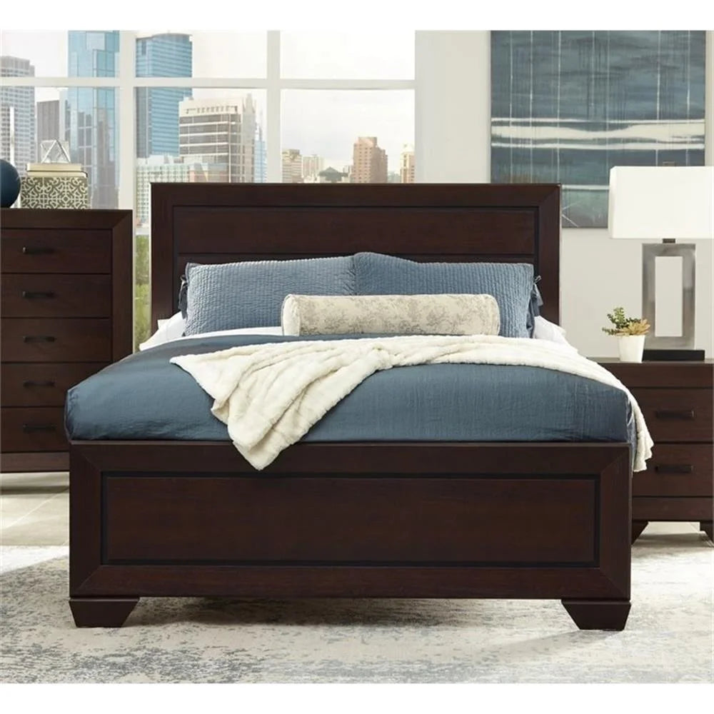 Empire Lane Transitional Wood King Panel Bed in Cocoa