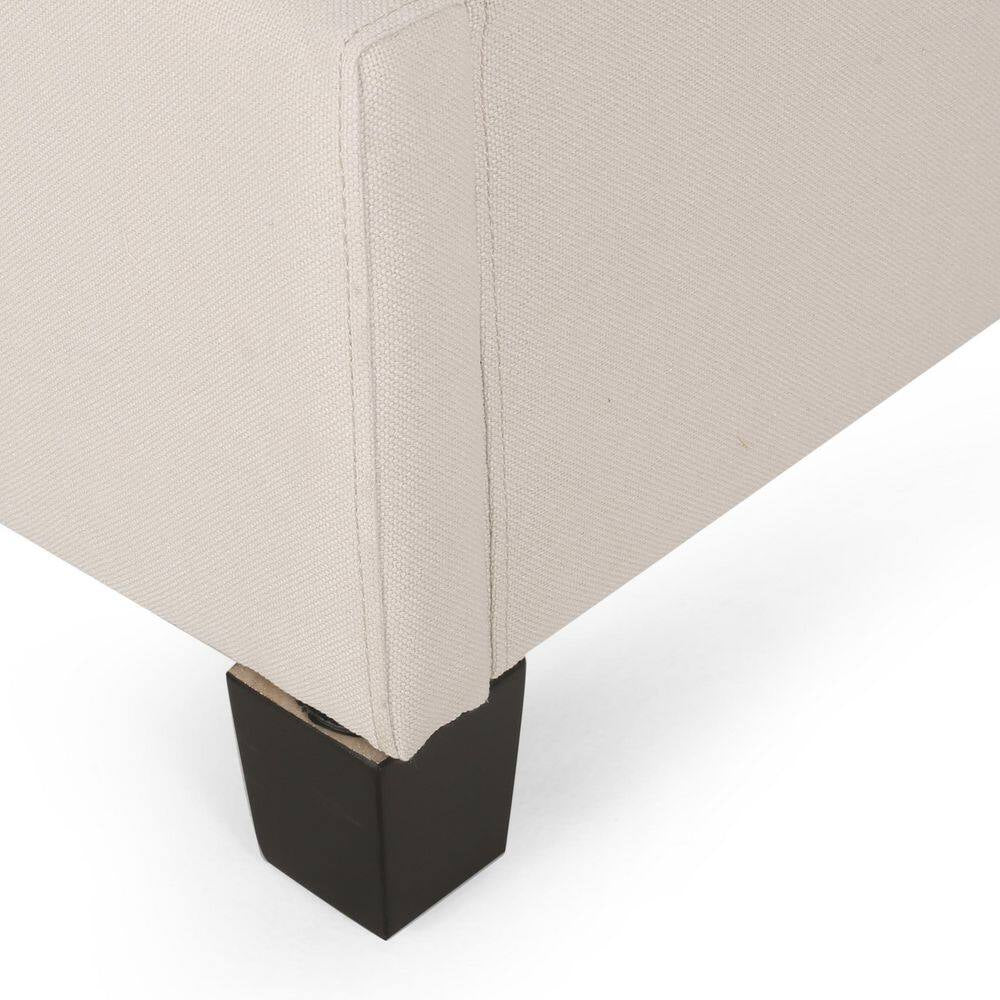 Ivory Fully Upholstered Fabric Queen Bed Set