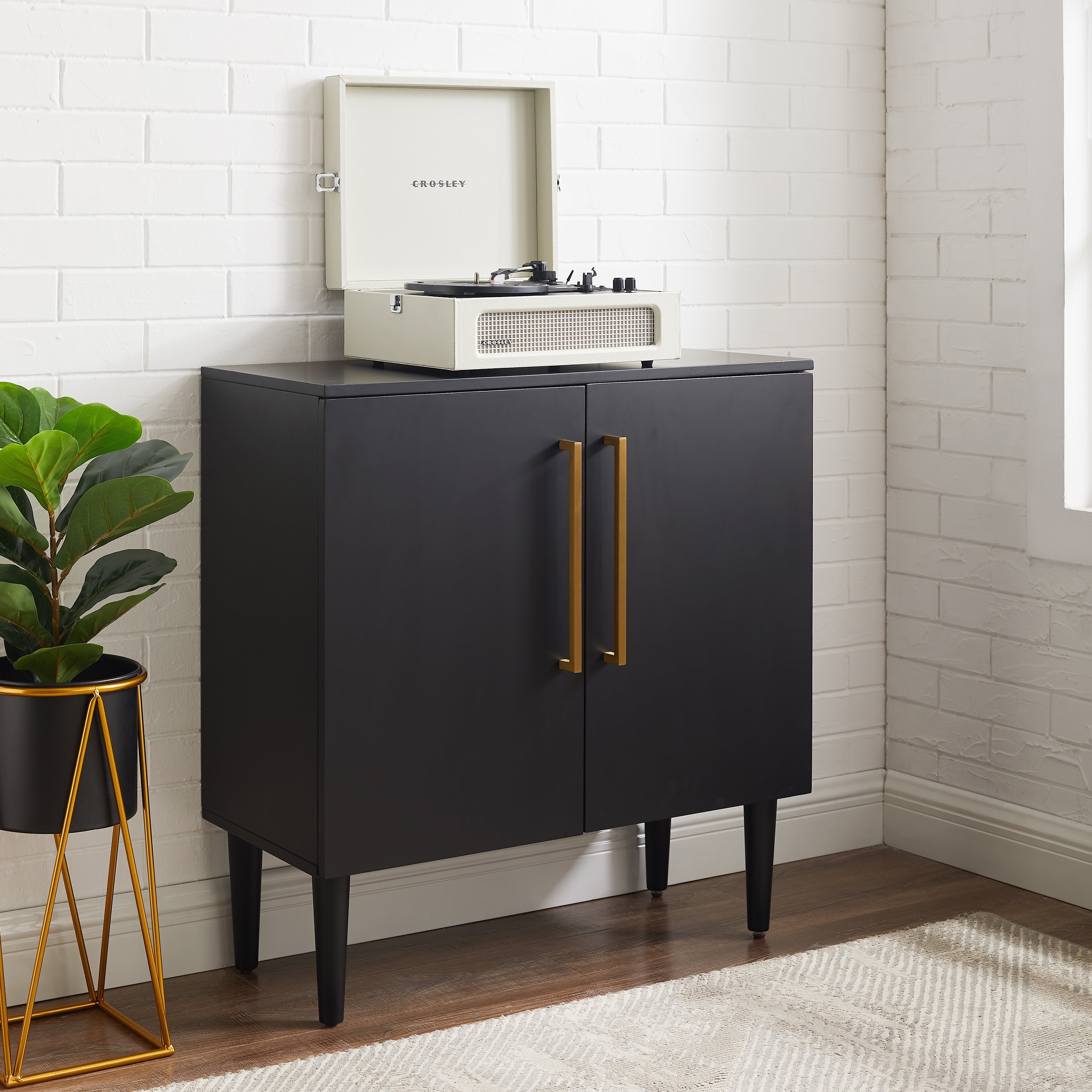 Everett Wood Accent Cabinet in Matte Black