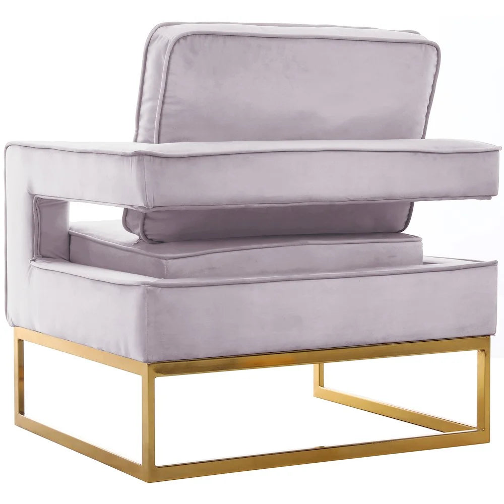 Noah Pink Velvet Accent Chair with Gold Iron Base