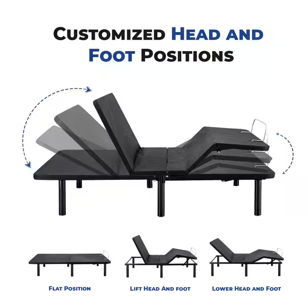 Black, Twin XL, Height Electric Adjustable Bed Frame Base with Wireless Remote Control