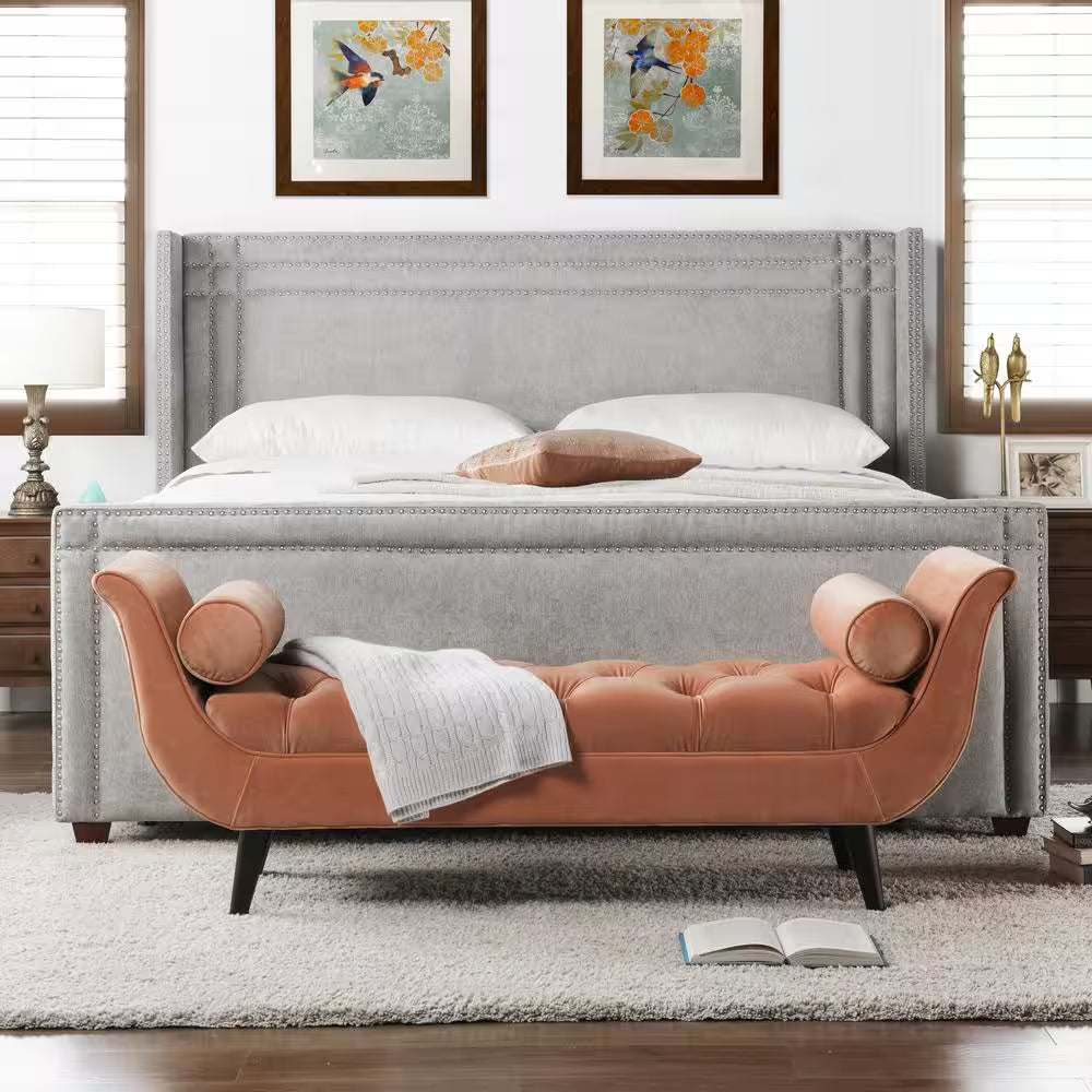 Elle Silver Grey King Upholstered Bed