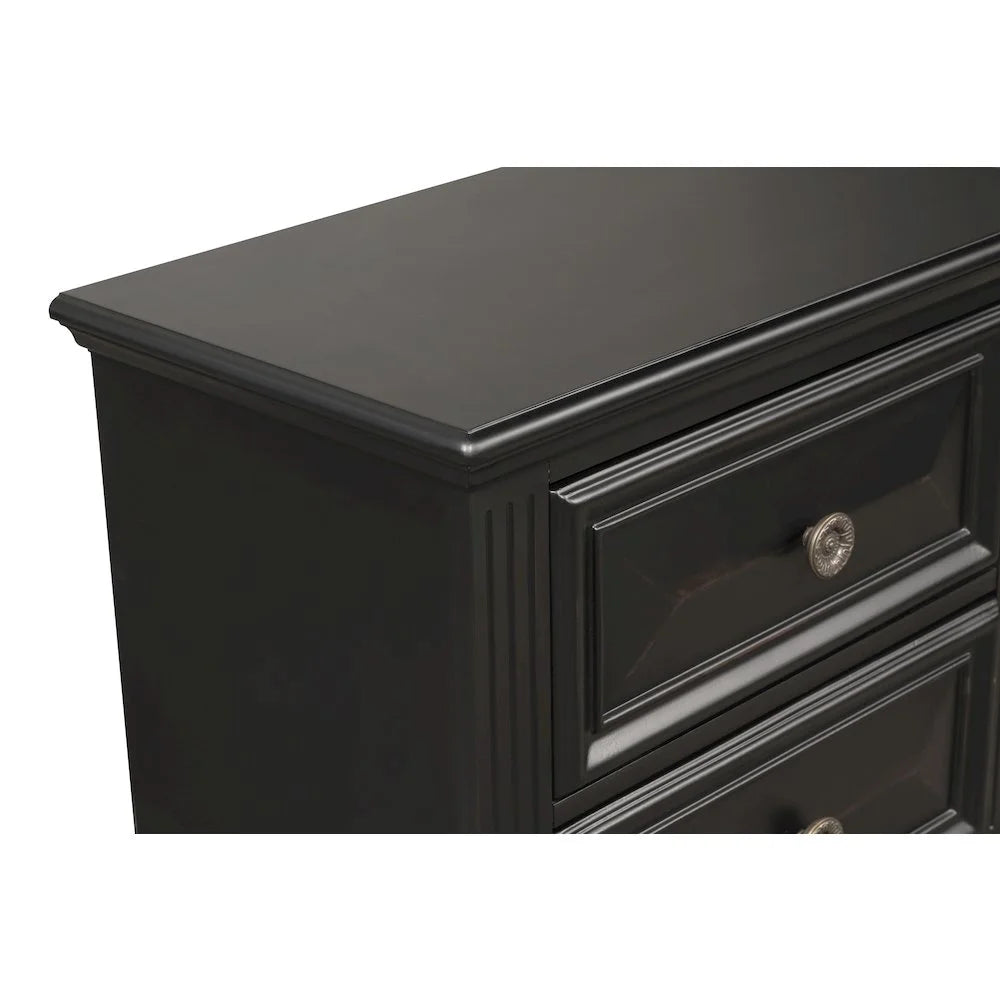 Renova Vintage Black 7-Drawer Dresser with Mirror