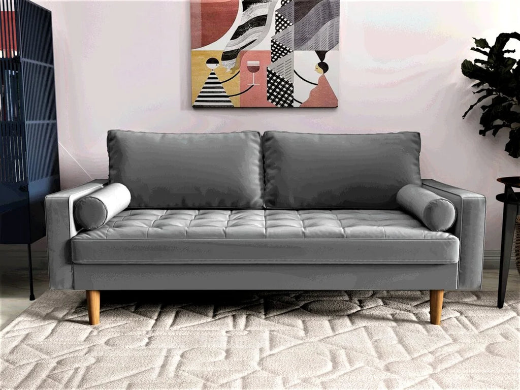 Matsuko Velvet 70" Square Arm Polyester Sofa, Gray