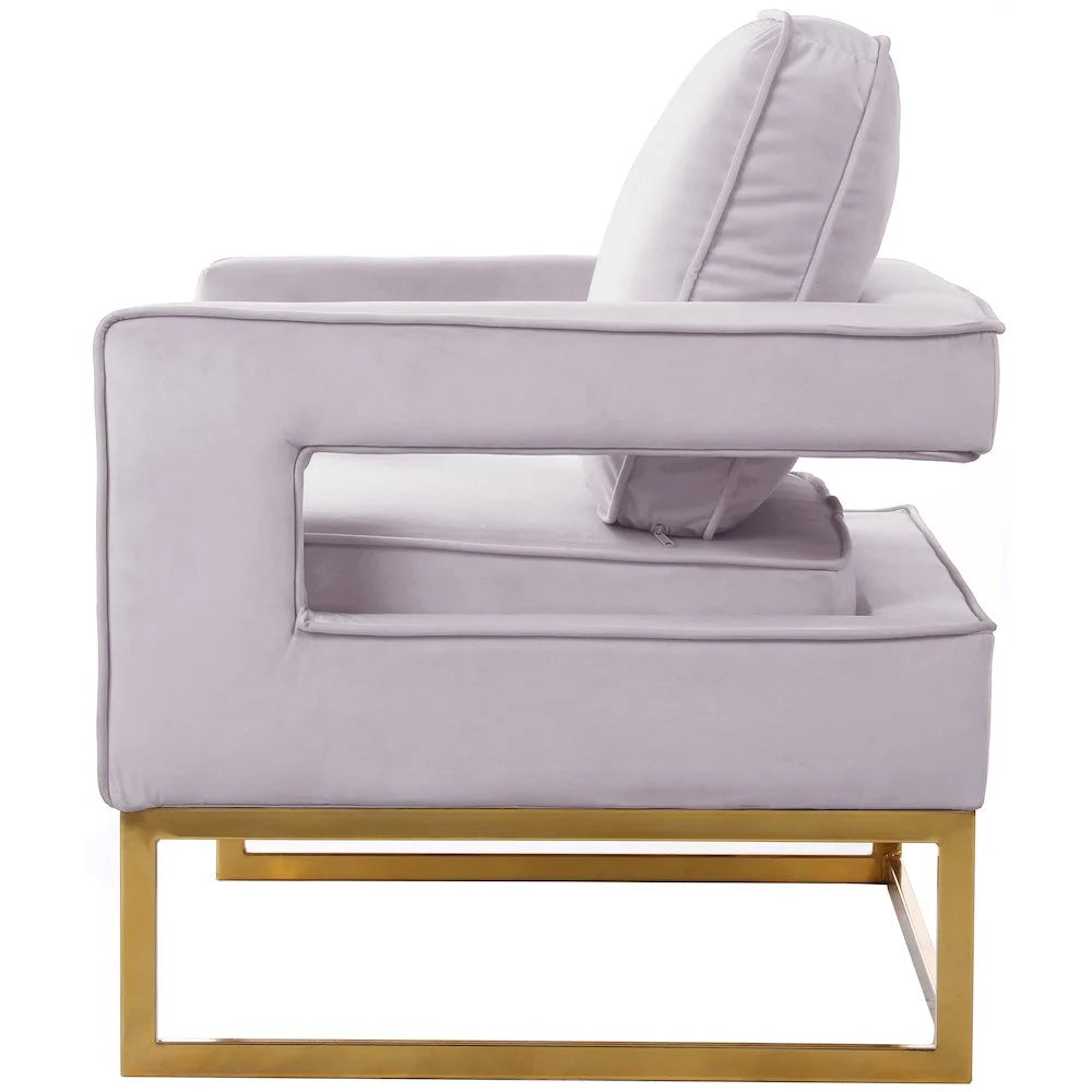 Noah Pink Velvet Accent Chair with Gold Iron Base