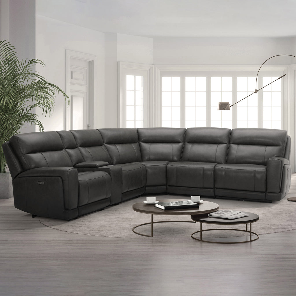 Lauretta 6-Piece Leather Power Reclining Sectional with Power Headrests