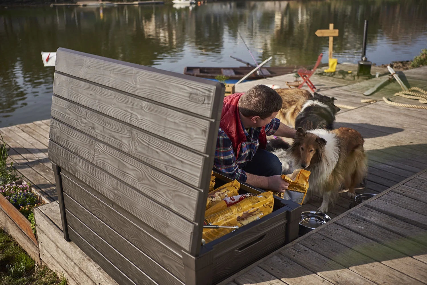 Brightwood 120 Gallon Durable Resin Outdoor Deck Box Storage Organization, Brown