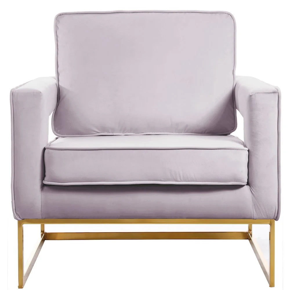 Noah Pink Velvet Accent Chair with Gold Iron Base