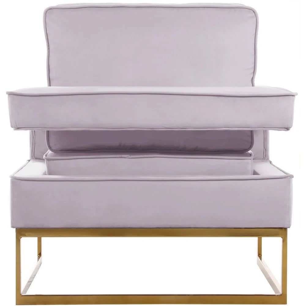 Noah Pink Velvet Accent Chair with Gold Iron Base