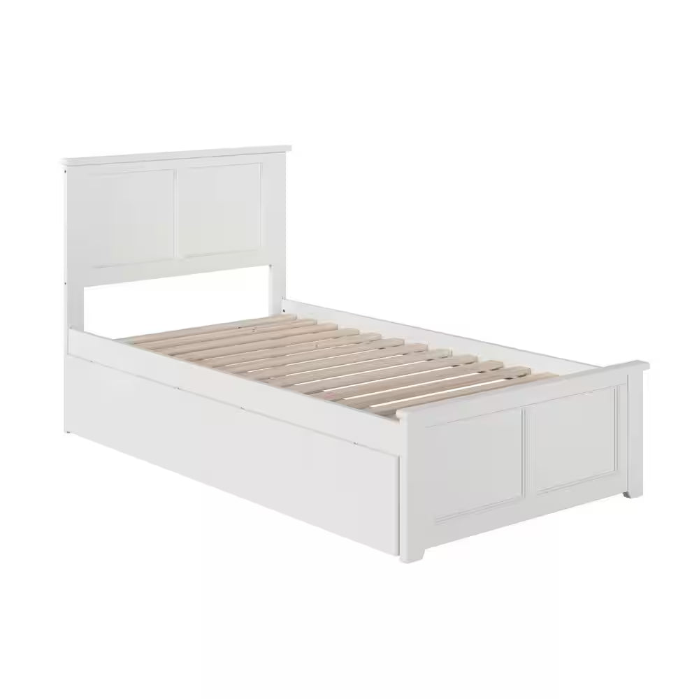 Madison White Twin XL Platform Bed with Matching Foot Board with 2-Urban Bed Drawers