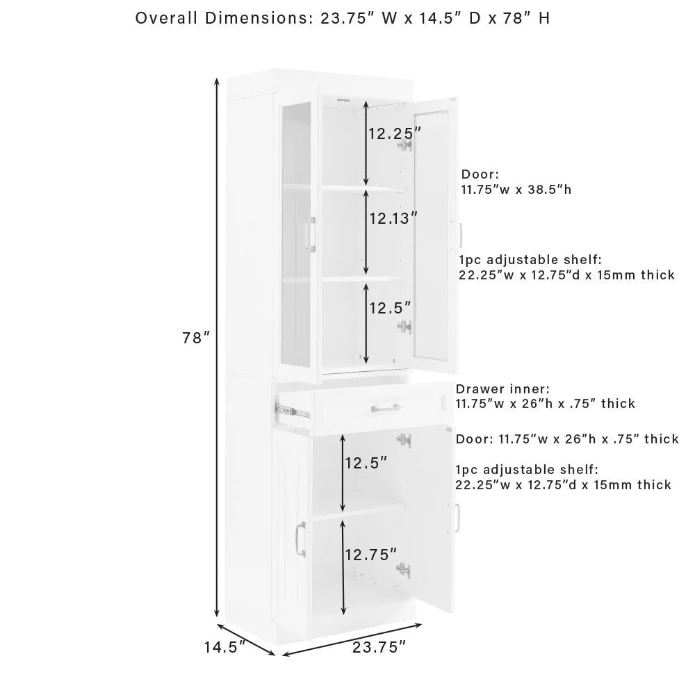Stanton 2Pc Glass Door Pantry Set White - 2 Pantries