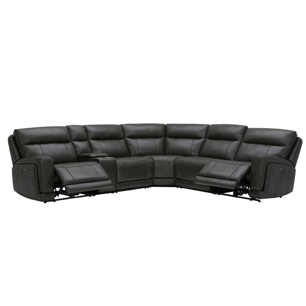 Lauretta 6-Piece Leather Power Reclining Sectional with Power Headrests