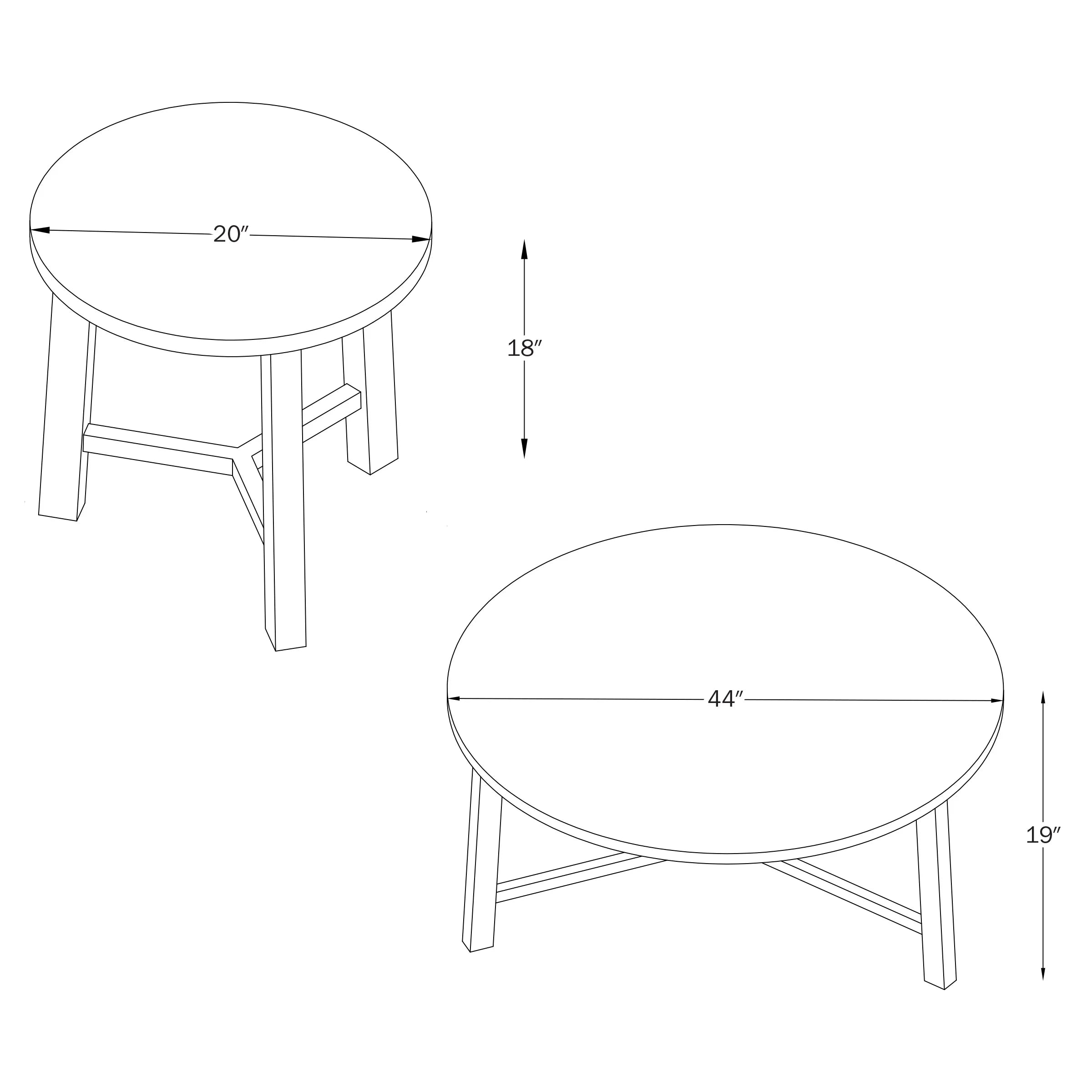 Alaterre 3-Piece Newbury 44In Coffee Table and 20In End Tables Set, Pecan