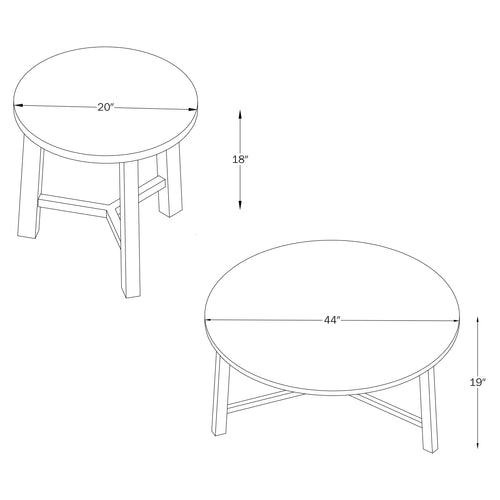 Alaterre 3-Piece Newbury 44In Coffee Table and 20In End Tables Set, Pecan