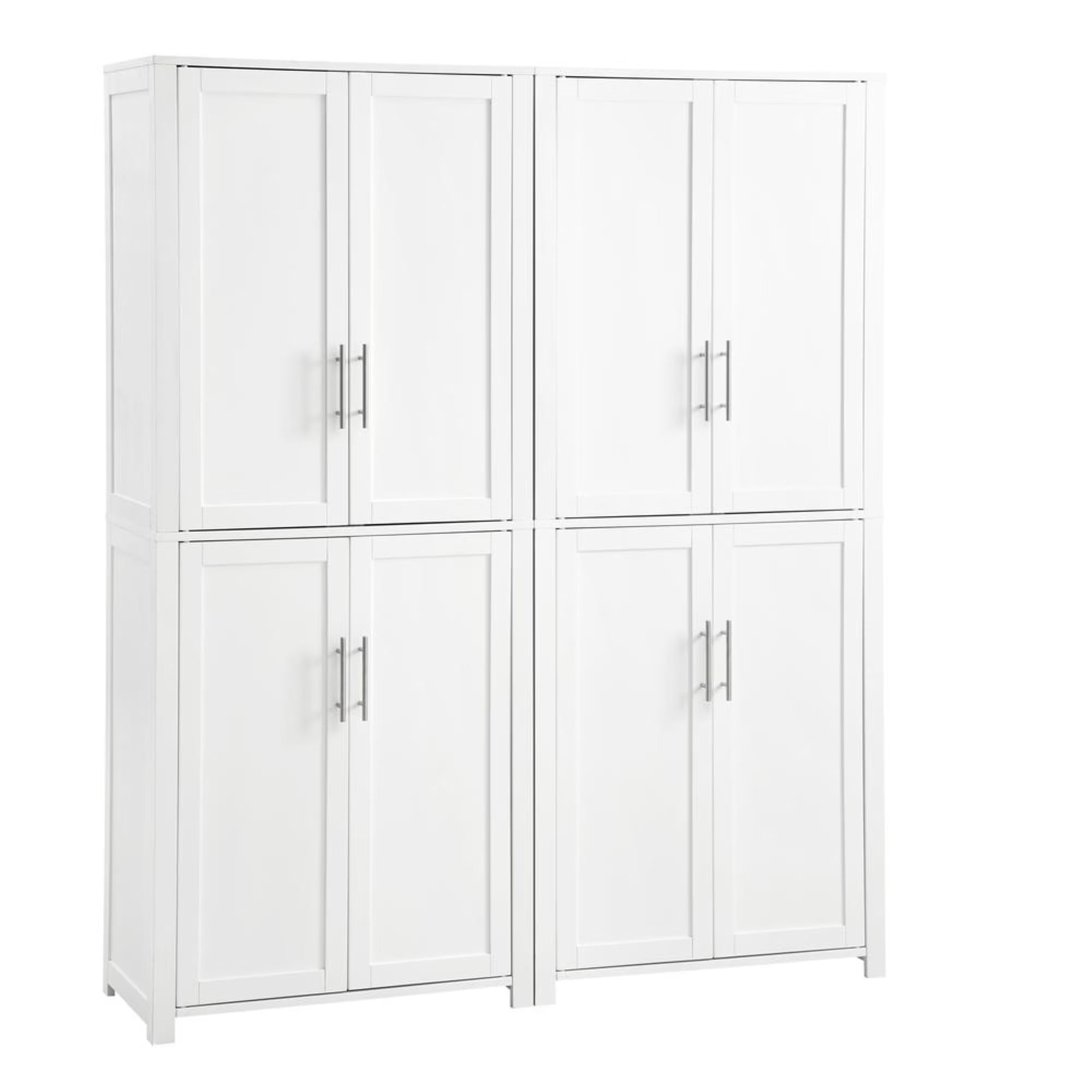Savannah Transitional Tall Wood Pantry in White (Set of 2)