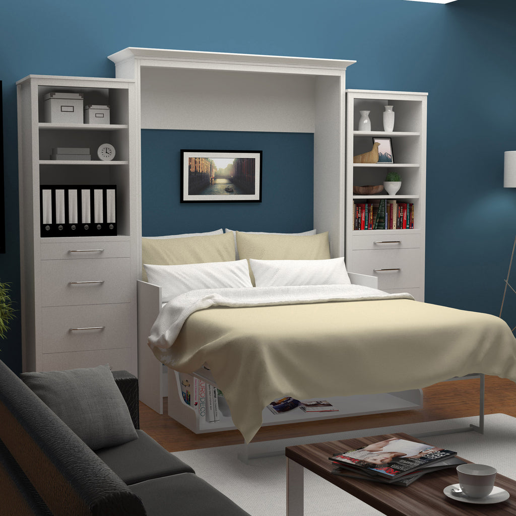 Bed & Room Porter Full Portrait Wall Bed with Desk and Two Side Towers