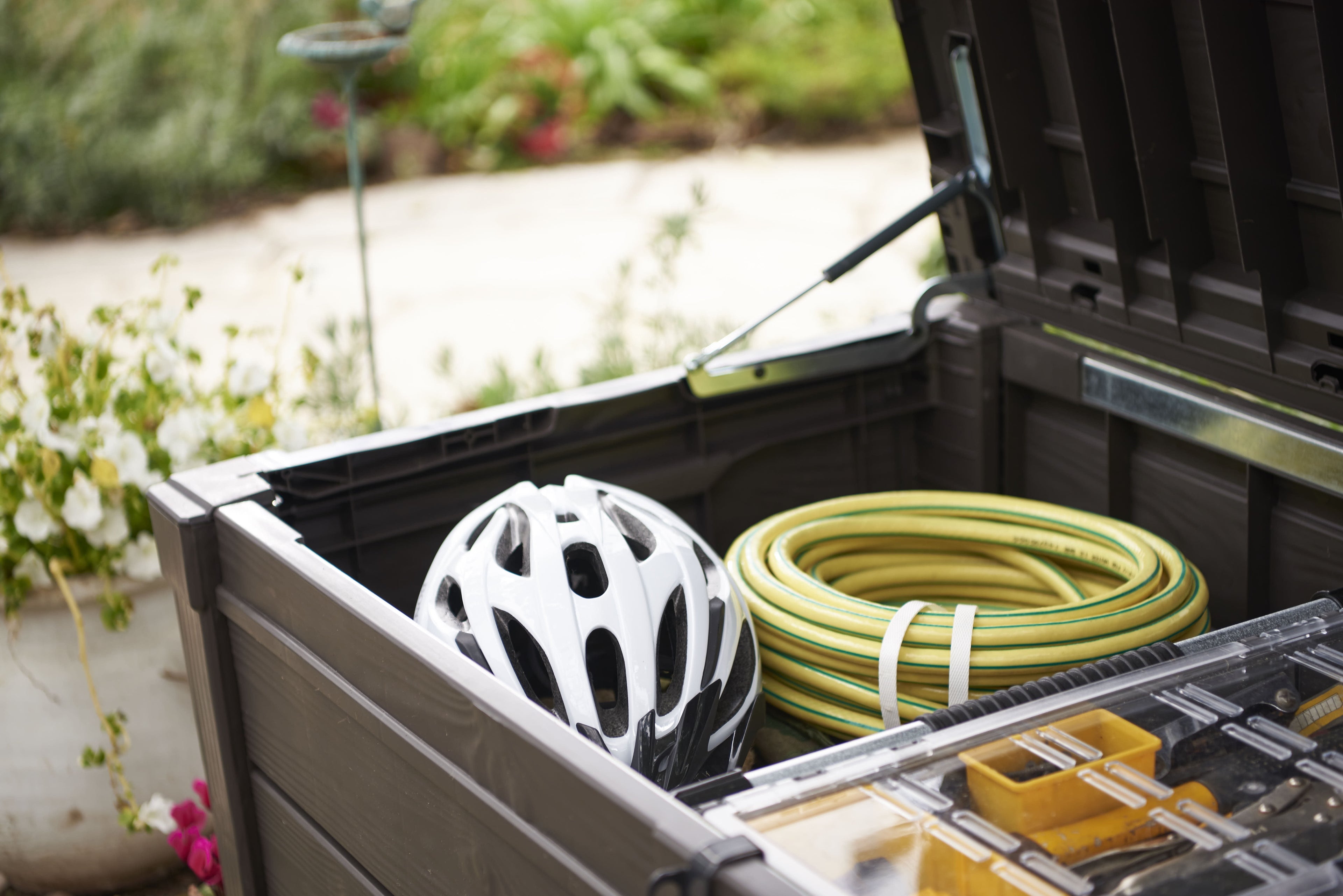 Brightwood 120 Gallon Durable Resin Outdoor Deck Box Storage Organization, Brown