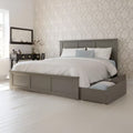 Madison Gray Solid Wood Frame King Size Storage Platform Bed with Matching Footboard with 2 Bed Drawers