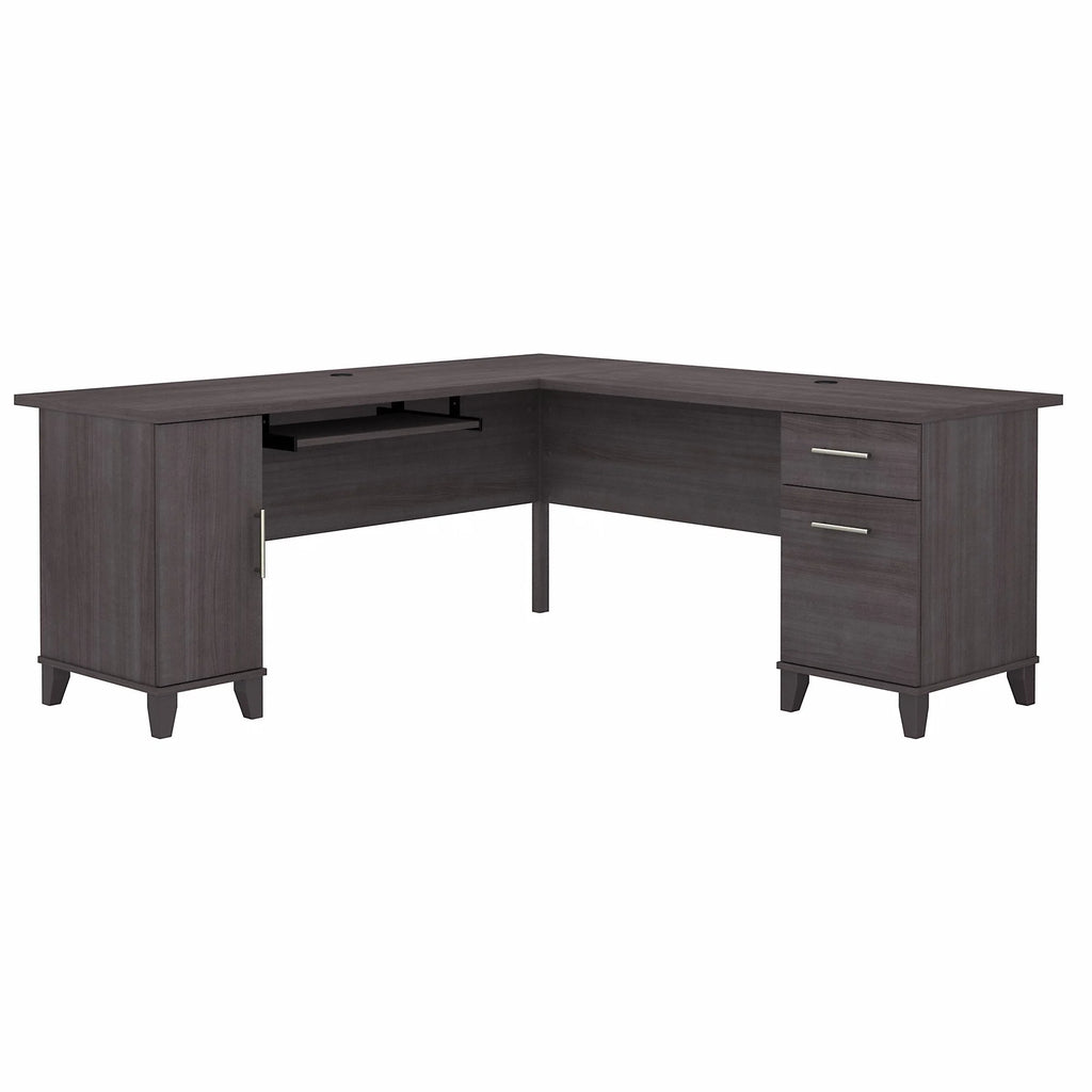 Somerset 72" L Shaped Desk with Storage, Storm Gray
