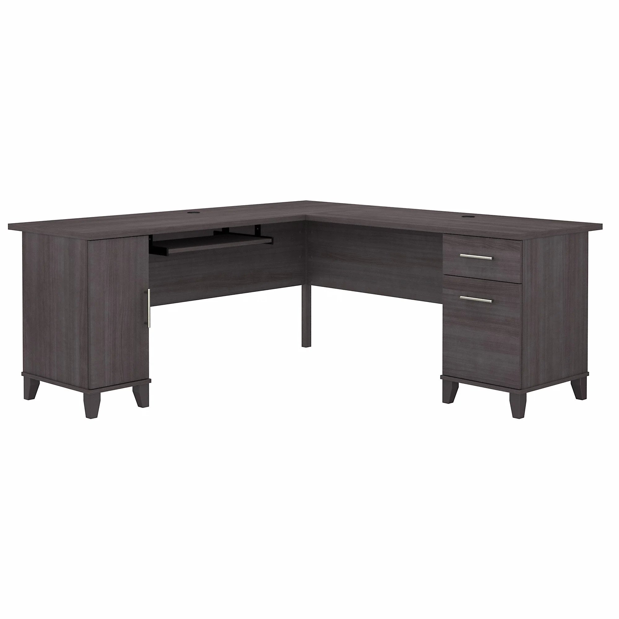 Somerset 72" L Shaped Desk with Storage, Storm Gray