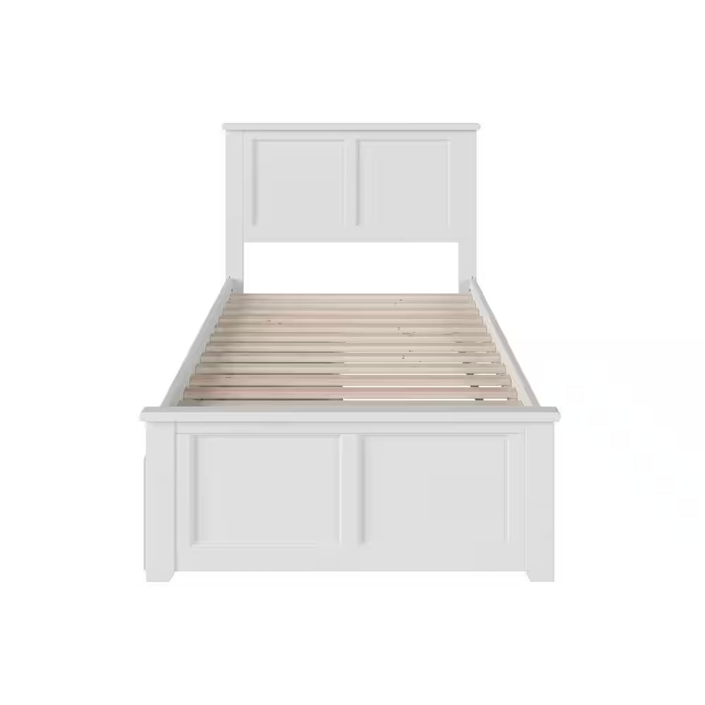 Madison White Twin XL Platform Bed with Matching Foot Board with 2-Urban Bed Drawers