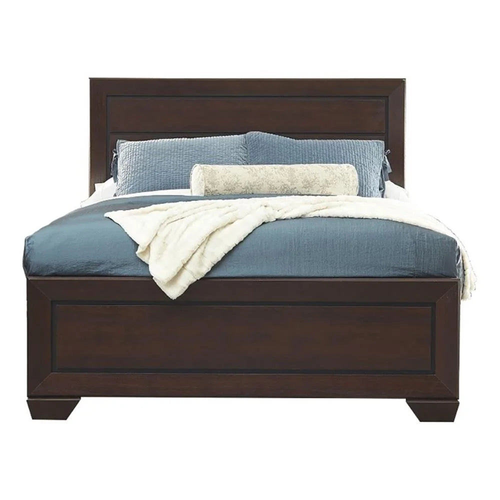 Empire Lane Transitional Wood King Panel Bed in Cocoa