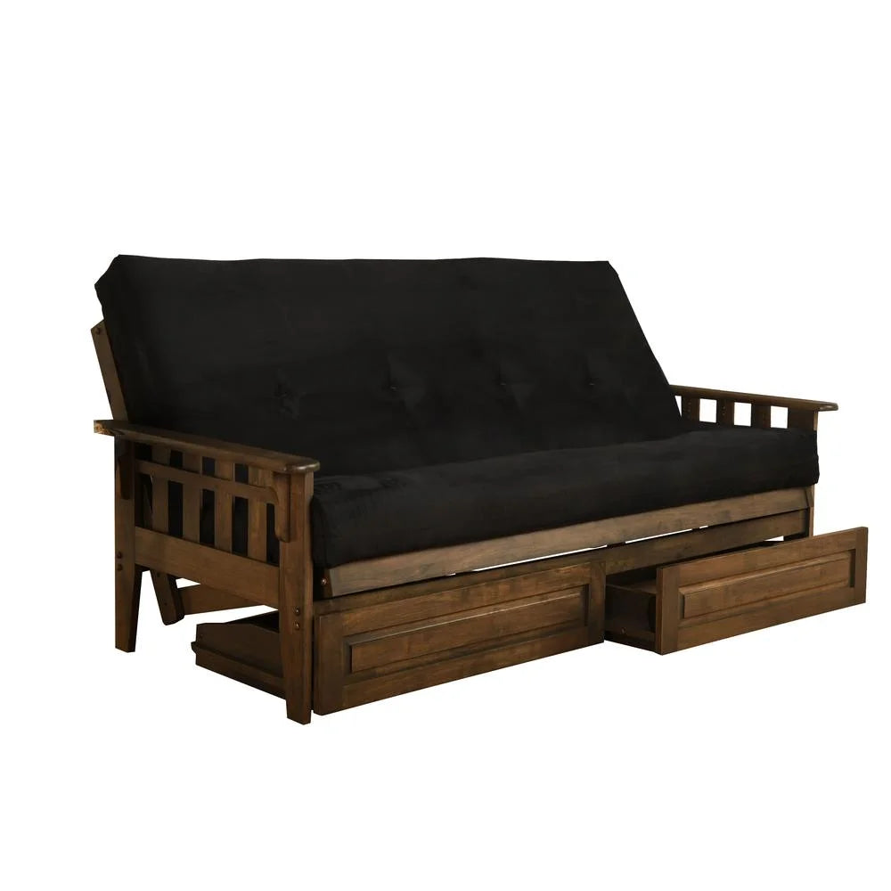 Tucson Frame with Suede Fabric Mattress in Black/Walnut