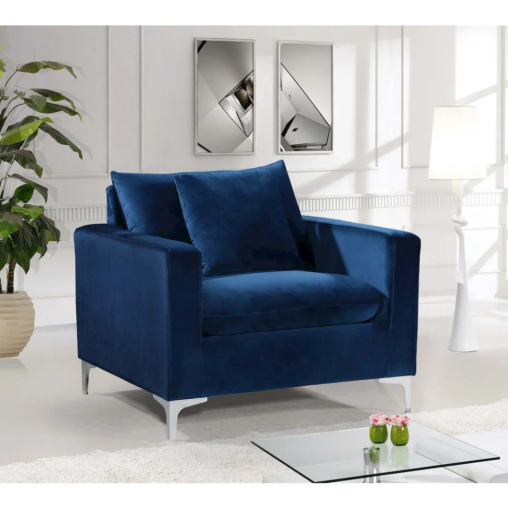 Modern Naomi Velvet Accent Chair in Navy