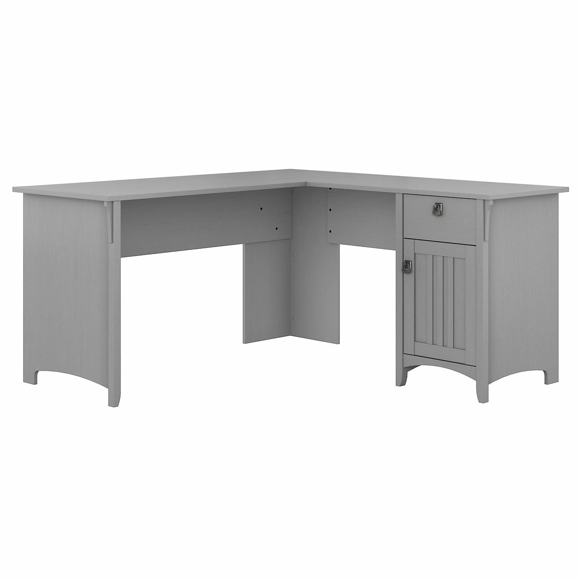 Salinas 60" L Shaped Desk with Storage, Cape Cod Gray