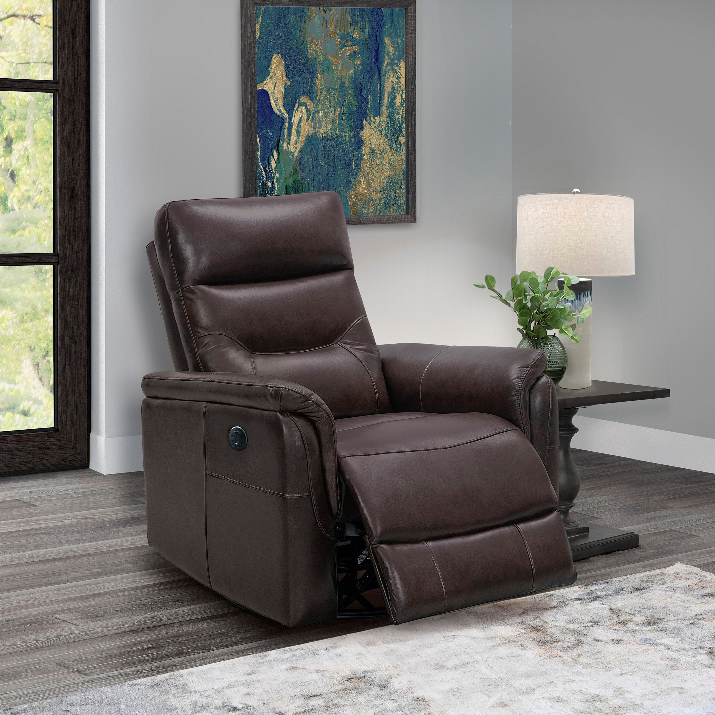 Palermo Leather Power Swivel Glider Recliner