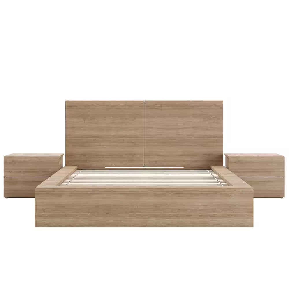 James 4-Piece Brown Oak Queen Size Bedroom Set