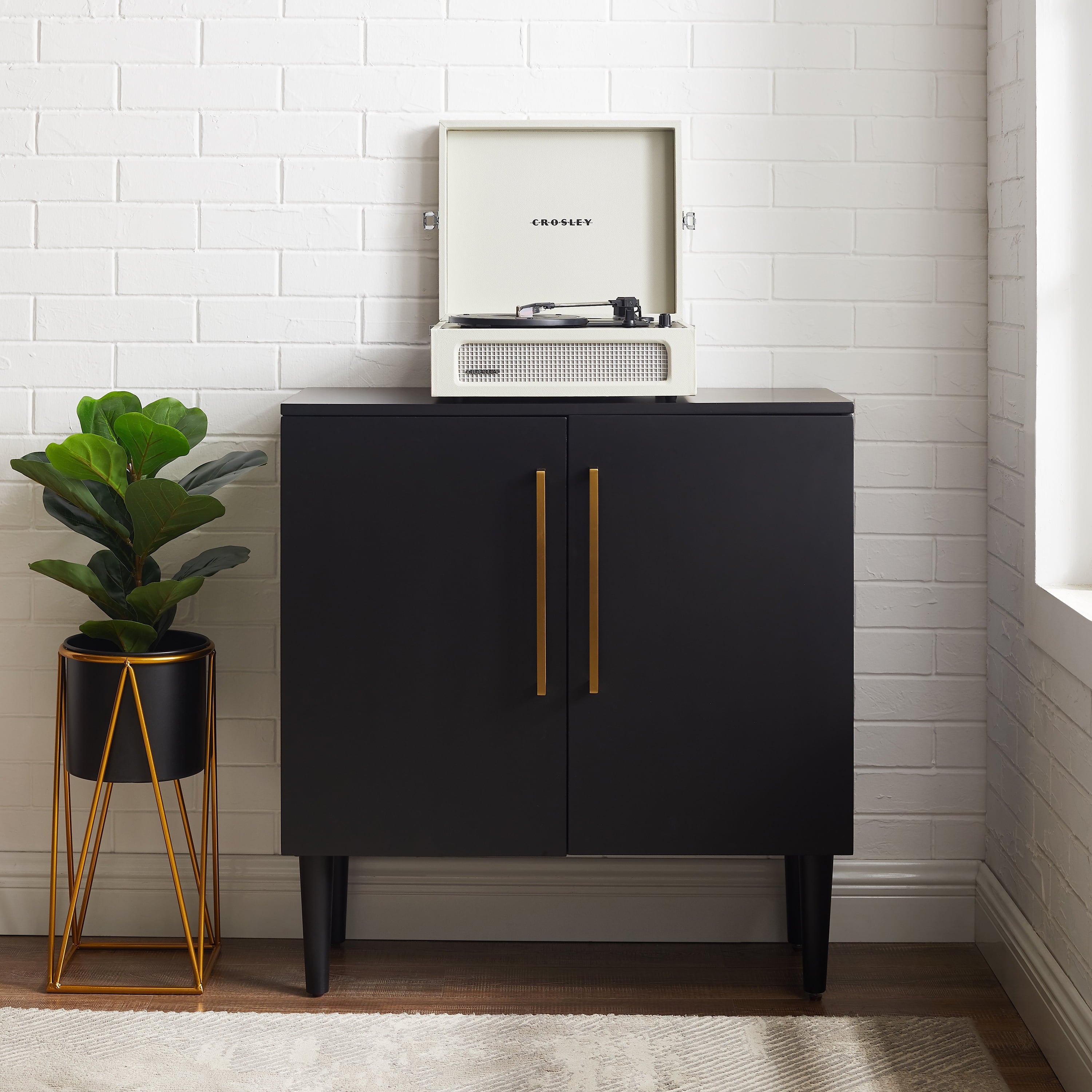 Everett Wood Accent Cabinet in Matte Black