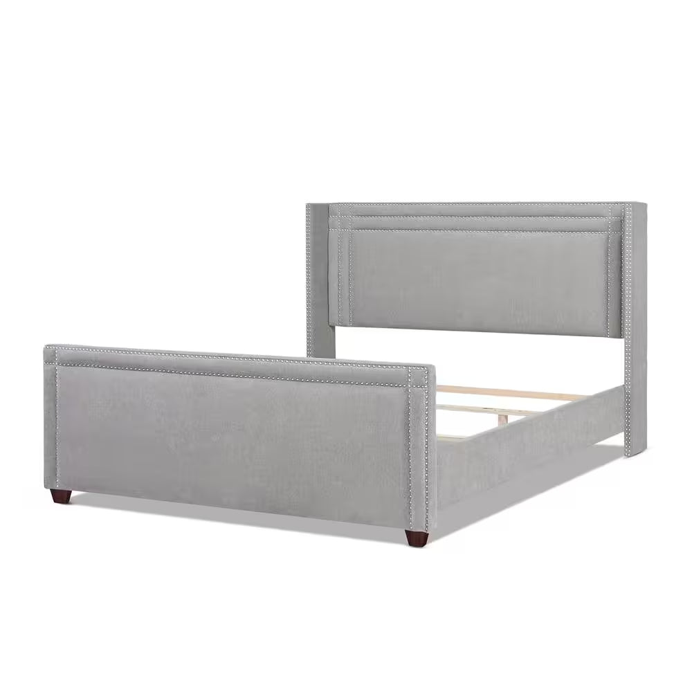 Elle Silver Grey King Upholstered Bed