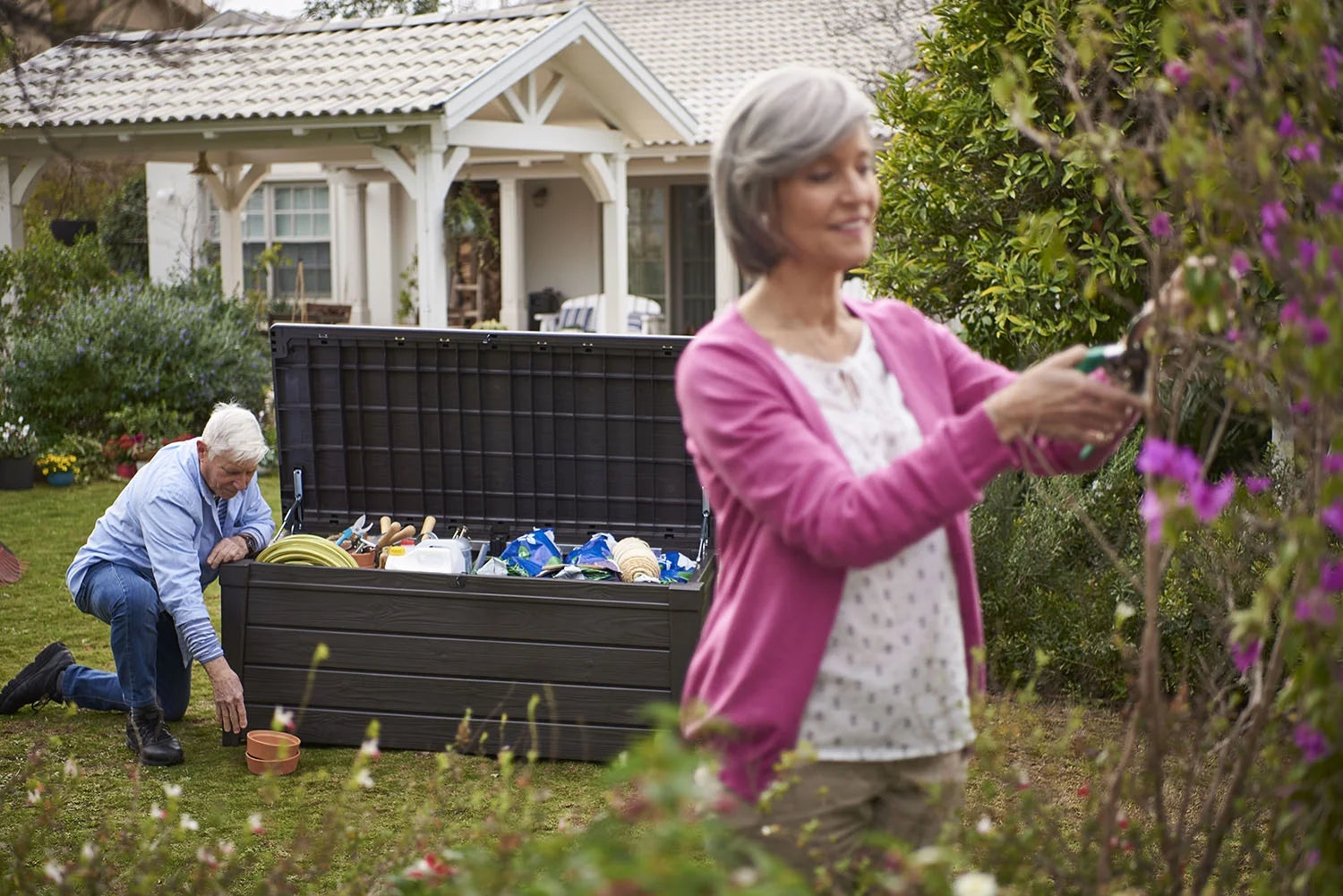 Brightwood 120 Gallon Durable Resin Outdoor Deck Box Storage Organization, Brown