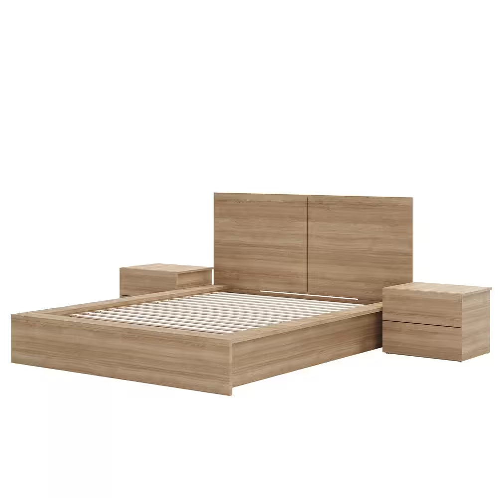 James 4-Piece Brown Oak Queen Size Bedroom Set
