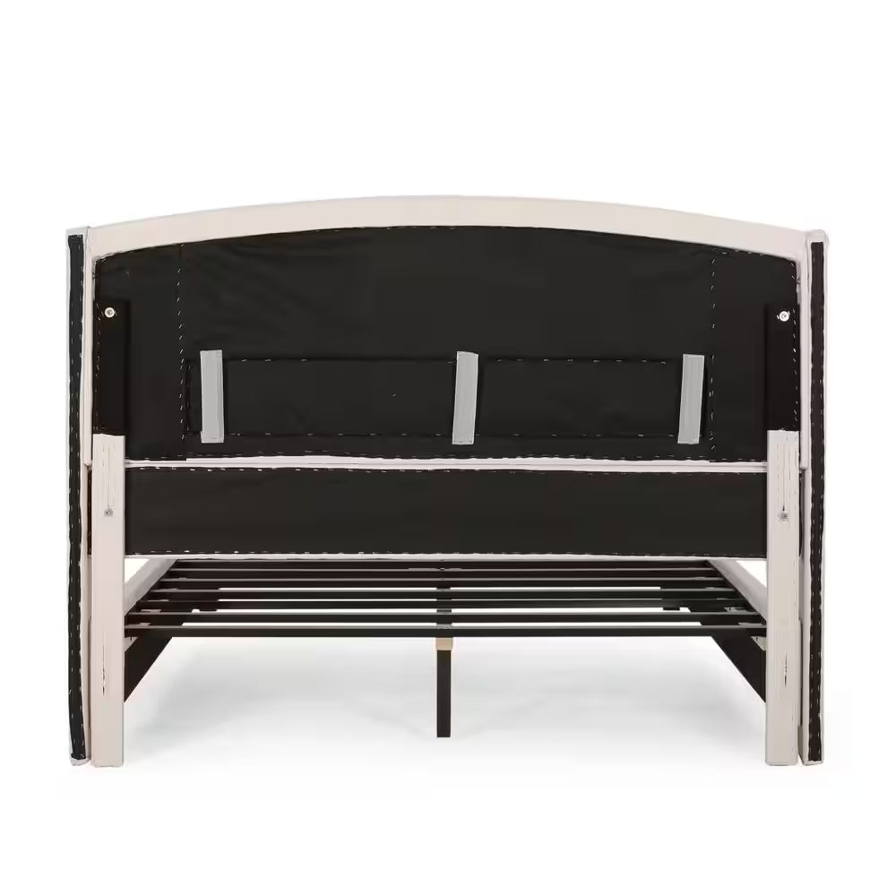 Ivory Fully Upholstered Fabric Queen Bed Set