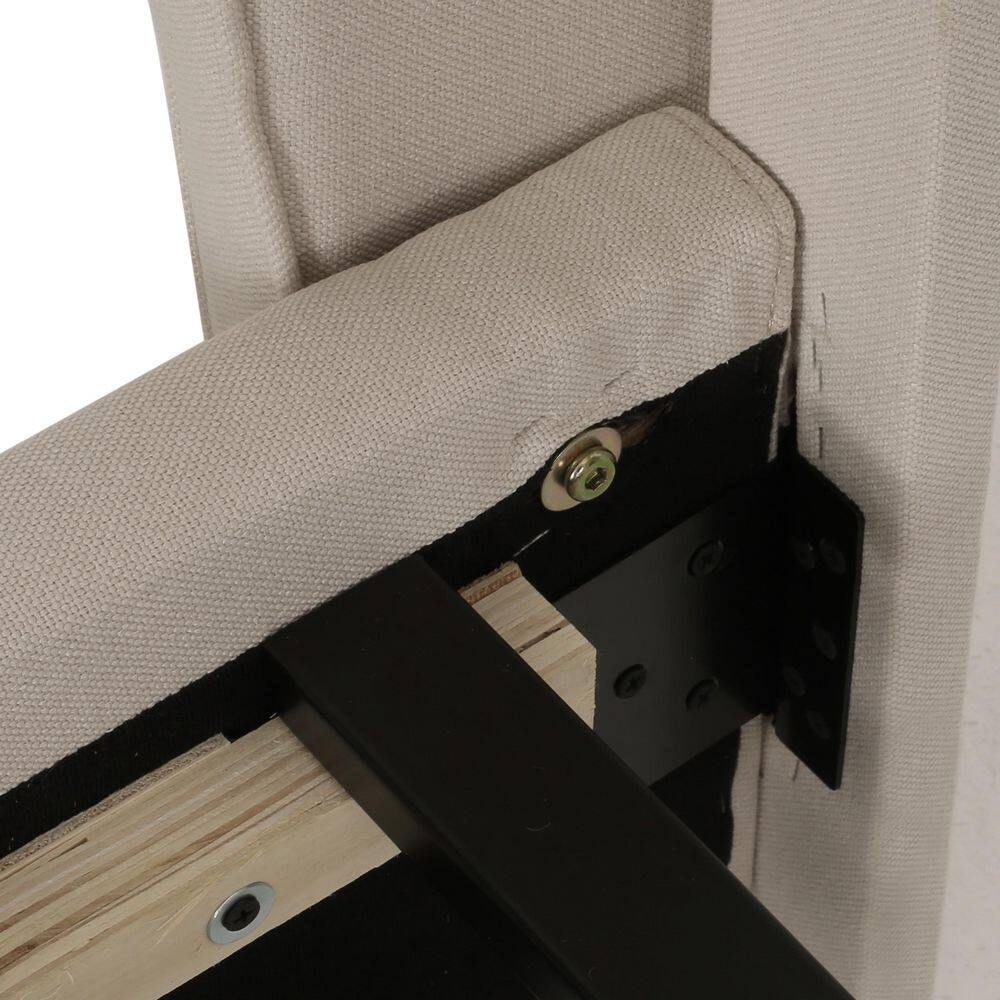 Ivory Fully Upholstered Fabric Queen Bed Set