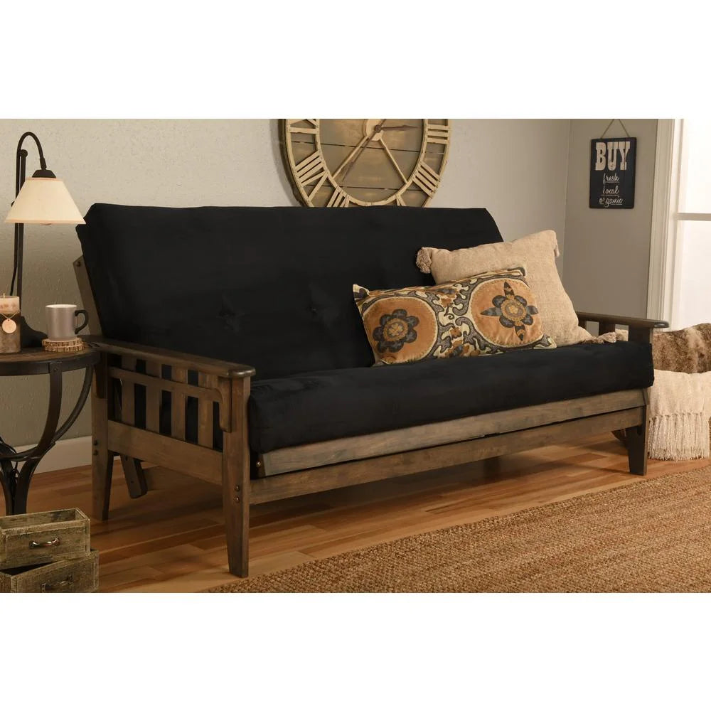 Tucson Frame with Suede Fabric Mattress in Black/Walnut