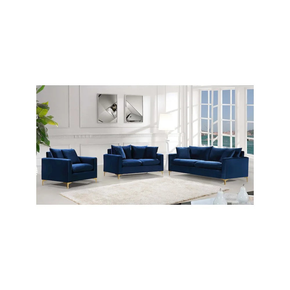Modern Naomi Velvet Accent Chair in Navy