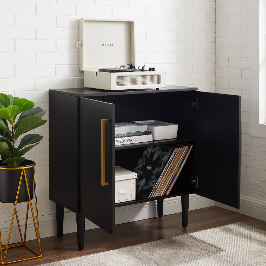 Everett Wood Accent Cabinet in Matte Black