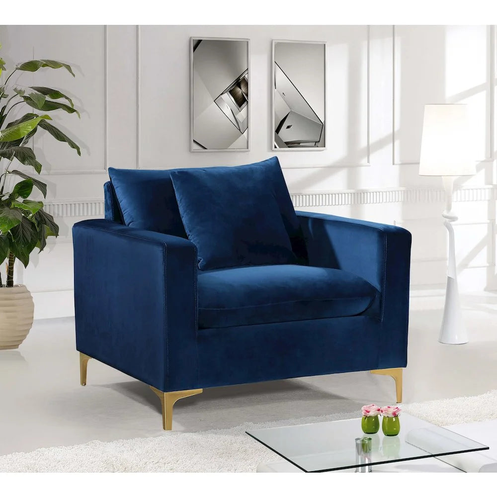 Modern Naomi Velvet Accent Chair in Navy