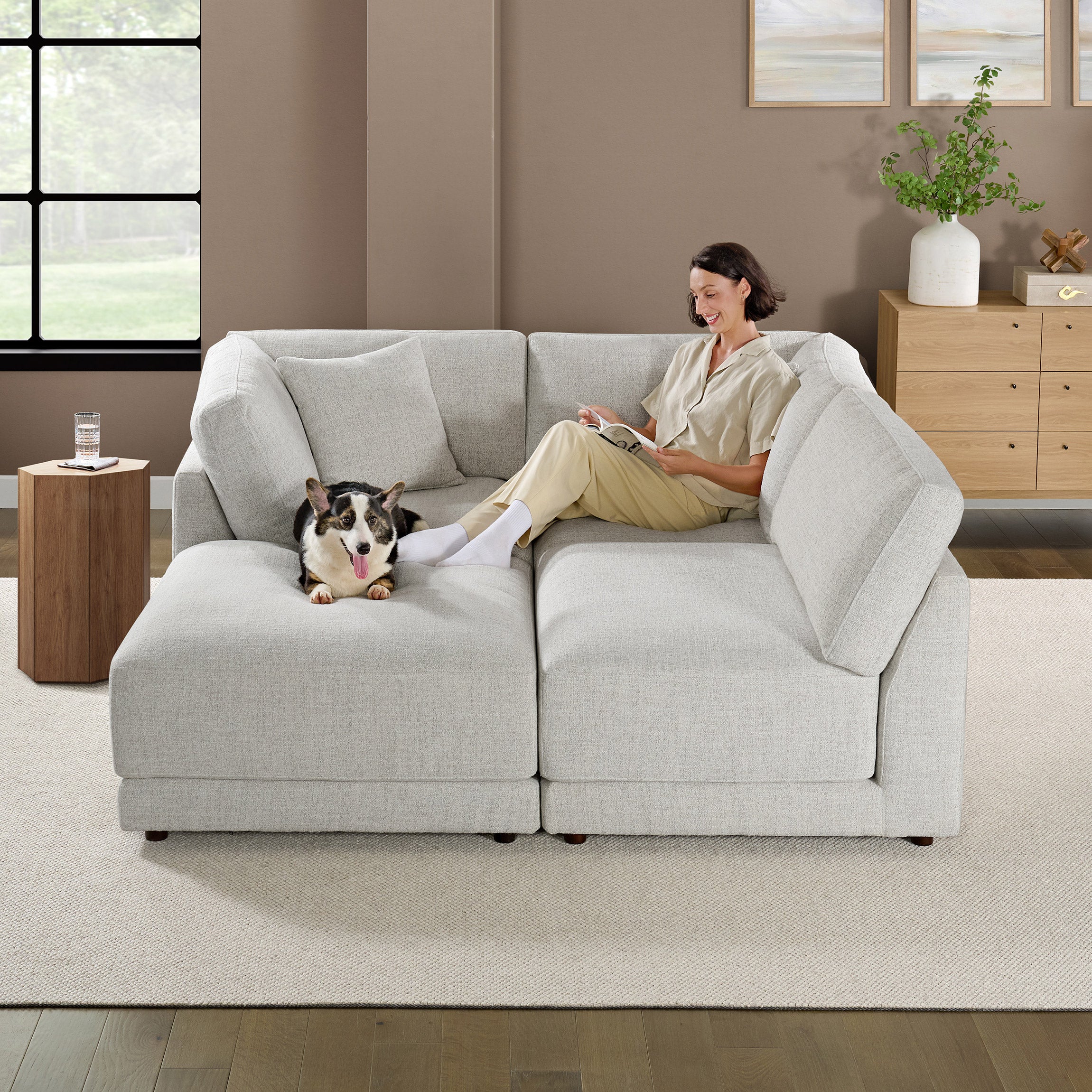 Dayna 4-Piece Fabric Modular Sectional