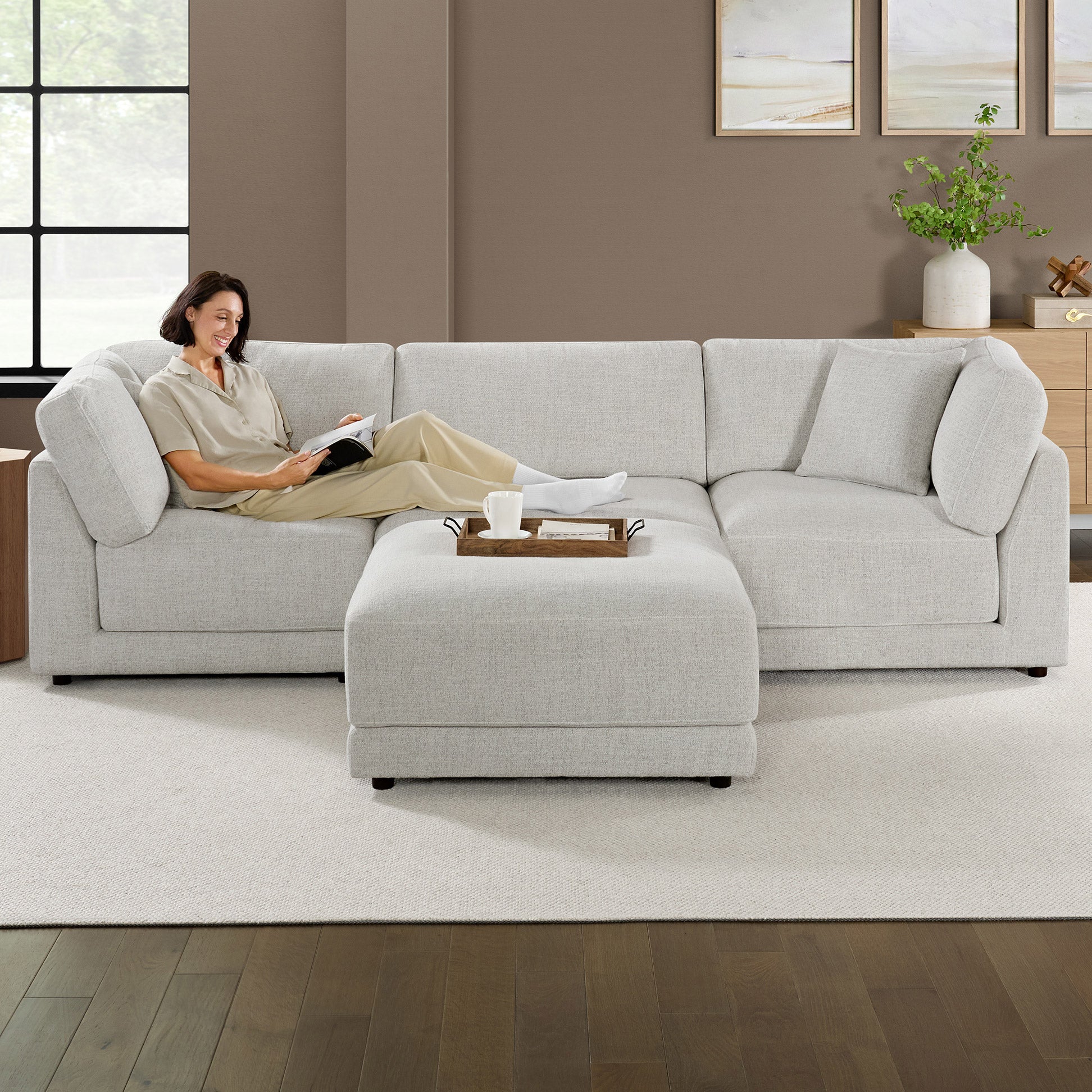 Dayna 4-Piece Fabric Modular Sectional