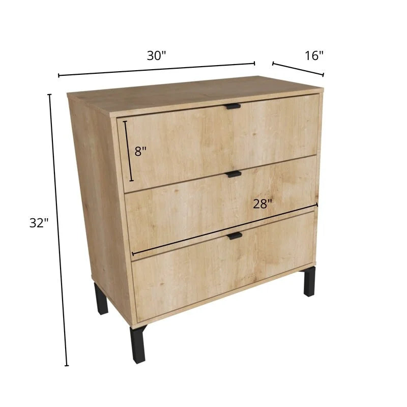 Minimalist 3-Drawer Dresser Oak