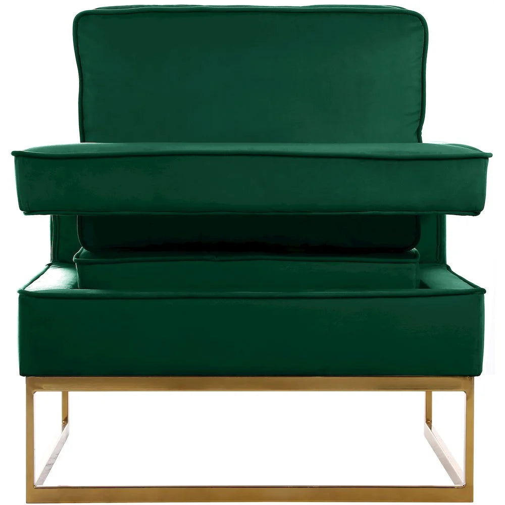 Noah Green Velvet Accent Chair with Gold Iron Base