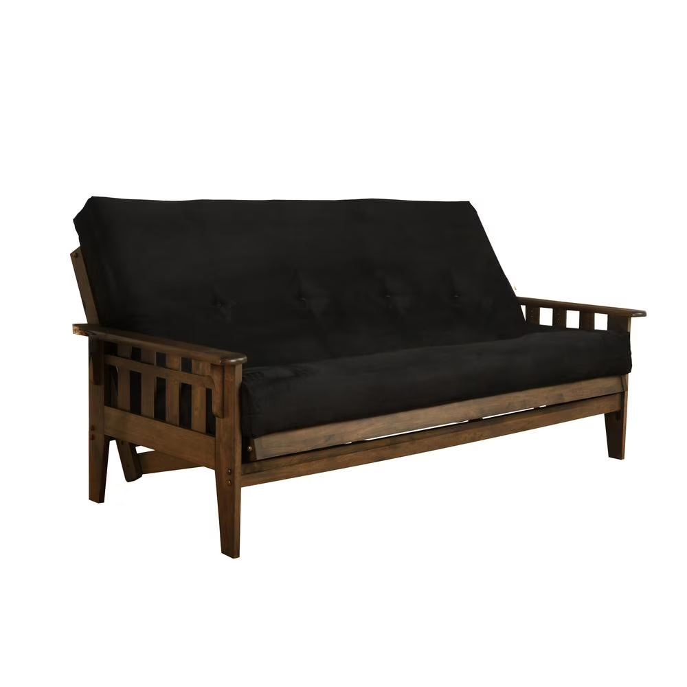Tucson Frame with Suede Fabric Mattress in Black/Walnut